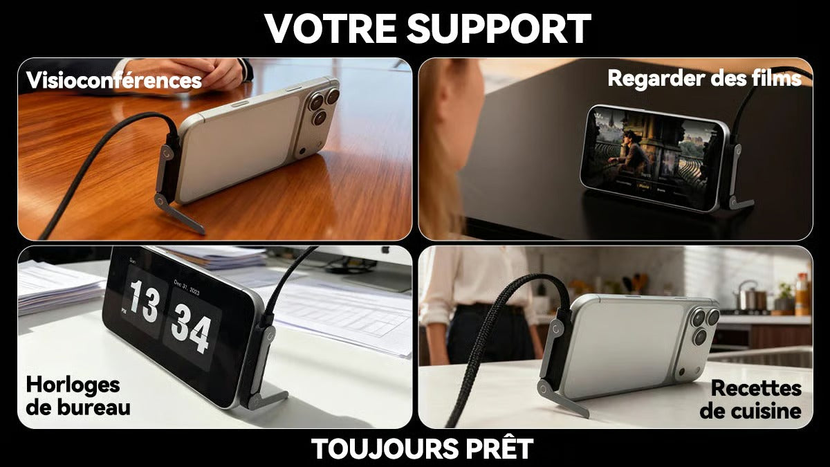 Ultra Link™ I Câble de charge rapide 240W tressé 2 en 1 avec support de téléphone intégré